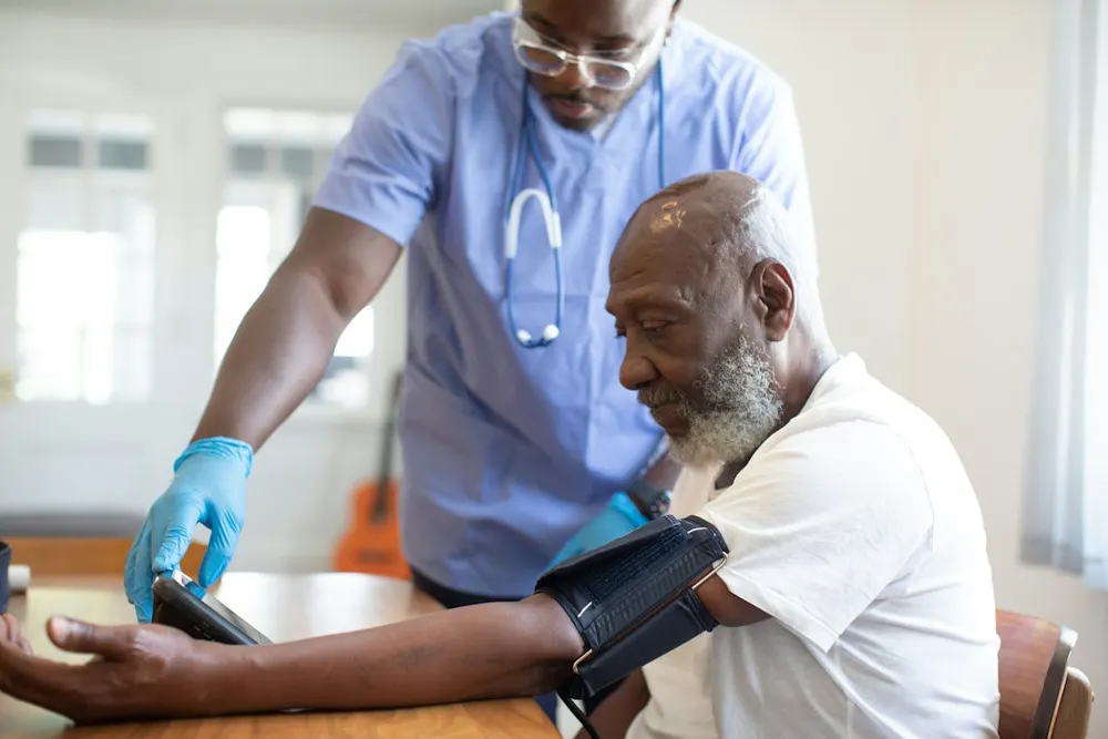 Nurse measuring a patient’s blood pressure
