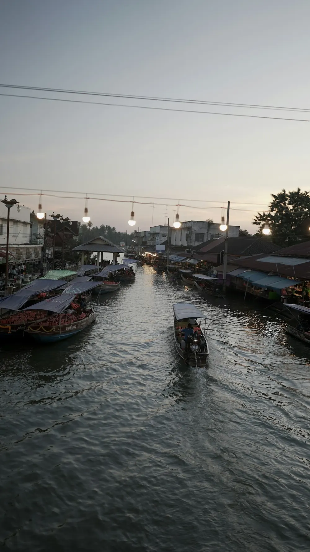 River crowded with boats at a floating market